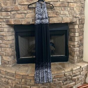NWT Moa Moa black and white paisley maxi dress with side slits. Size medium